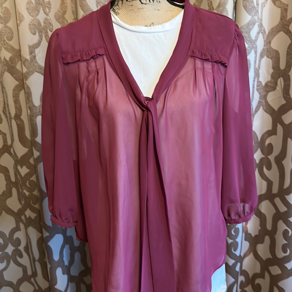 Burgundy sheer blouse
